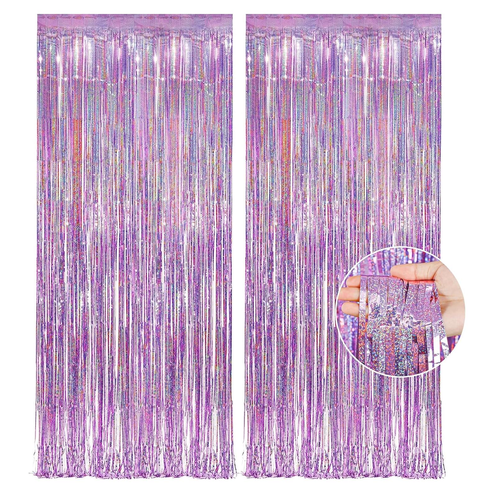 Cortina de Lentejuelas Rosa OHOME 2 Paquetes 0.97m x 2m