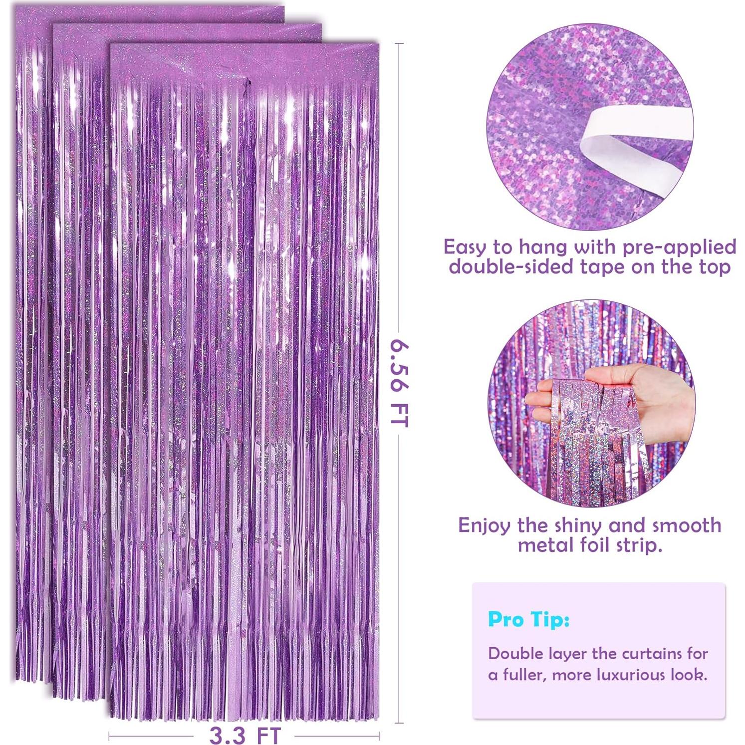 Cortina de Lentejuelas Rosa OHOME 2 Paquetes 0.97m x 2m