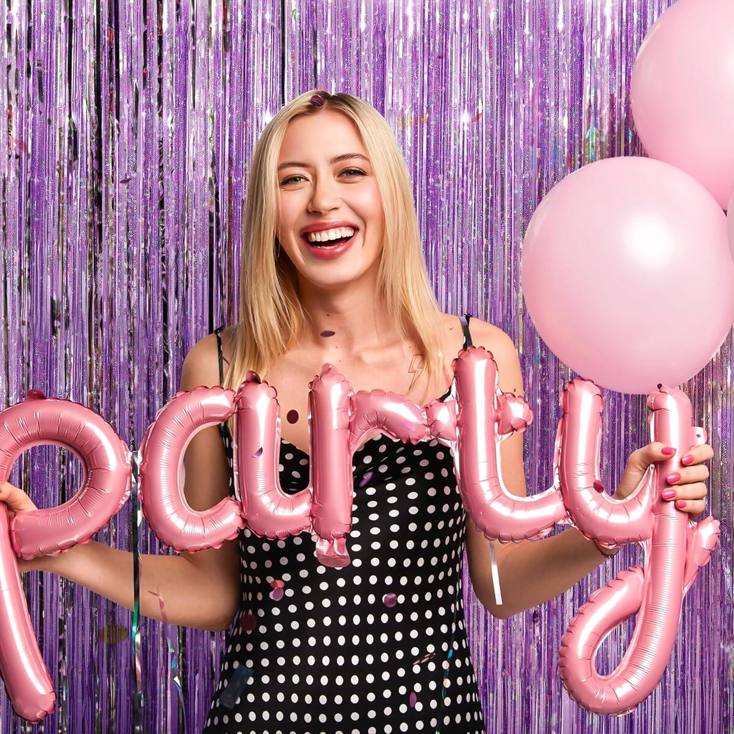 Cortina de Lentejuelas Rosa OHOME 2 Paquetes 0.97m x 2m