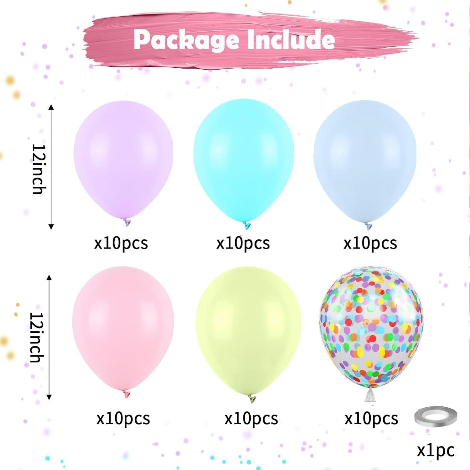 Juego de Globos Pastel 12" Paready - 61 Piezas Multicolor