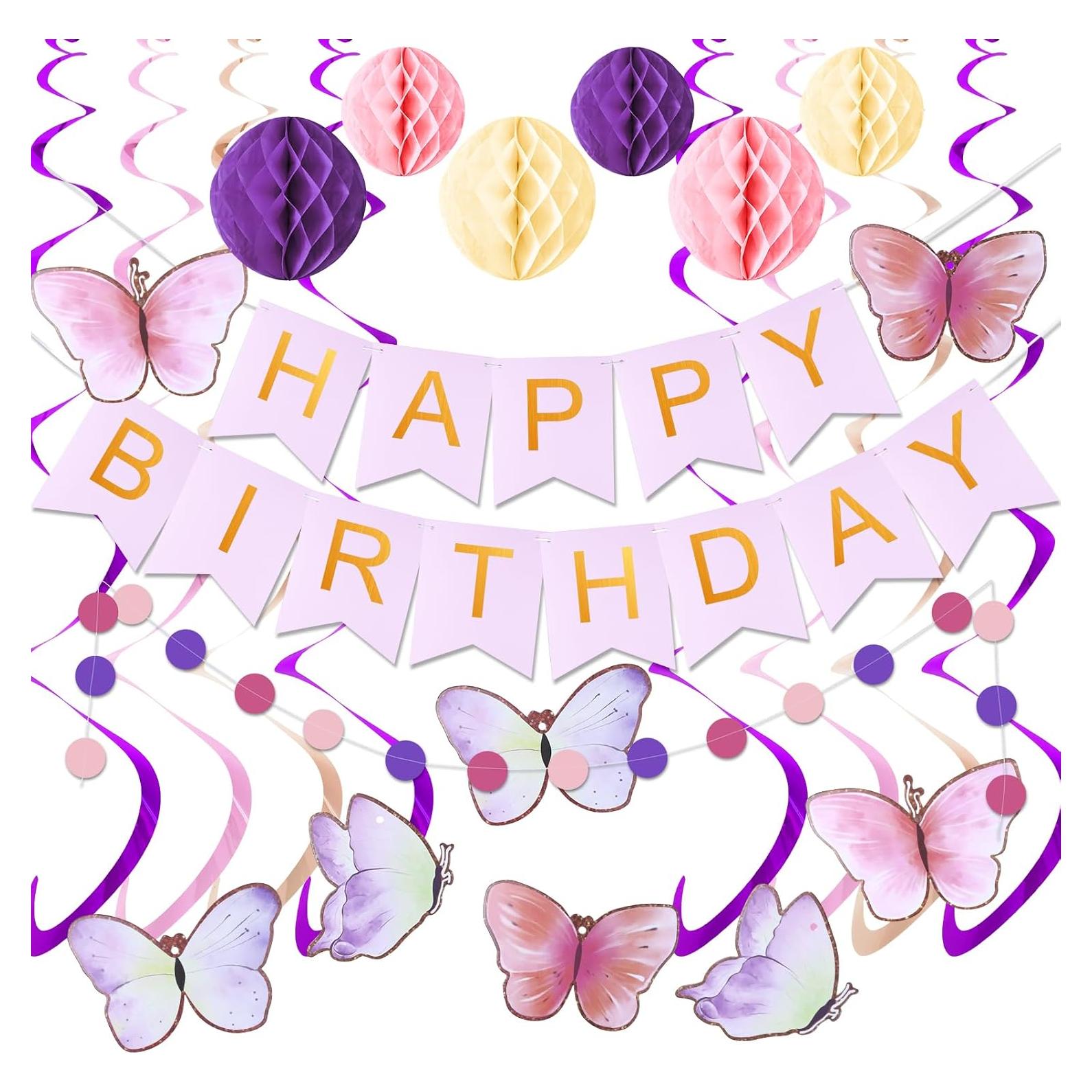 Decoraciones de Cumpleaños KAWKALSH - Banner y Guirnalda 182x60cm