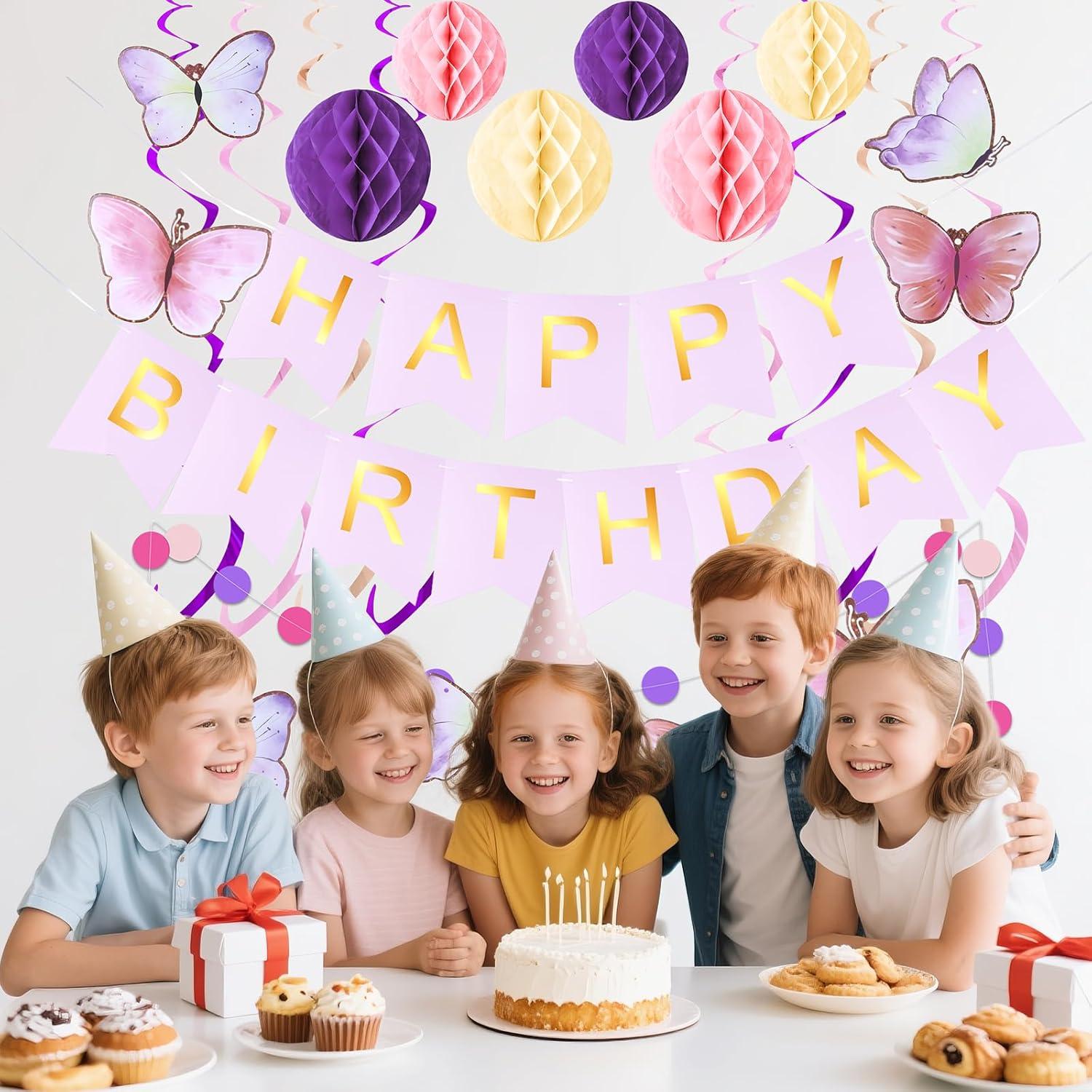 Decoraciones de Cumpleaños KAWKALSH - Banner y Guirnalda 182x60cm