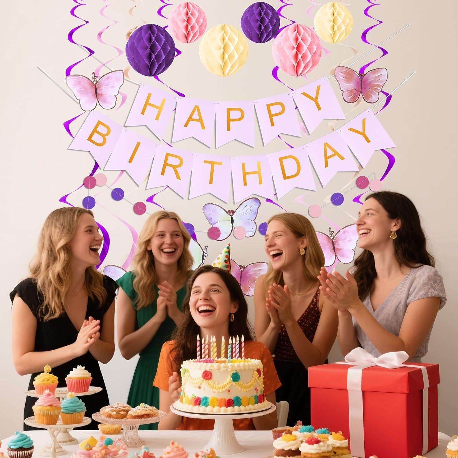 Decoraciones de Cumpleaños KAWKALSH - Banner y Guirnalda 182x60cm