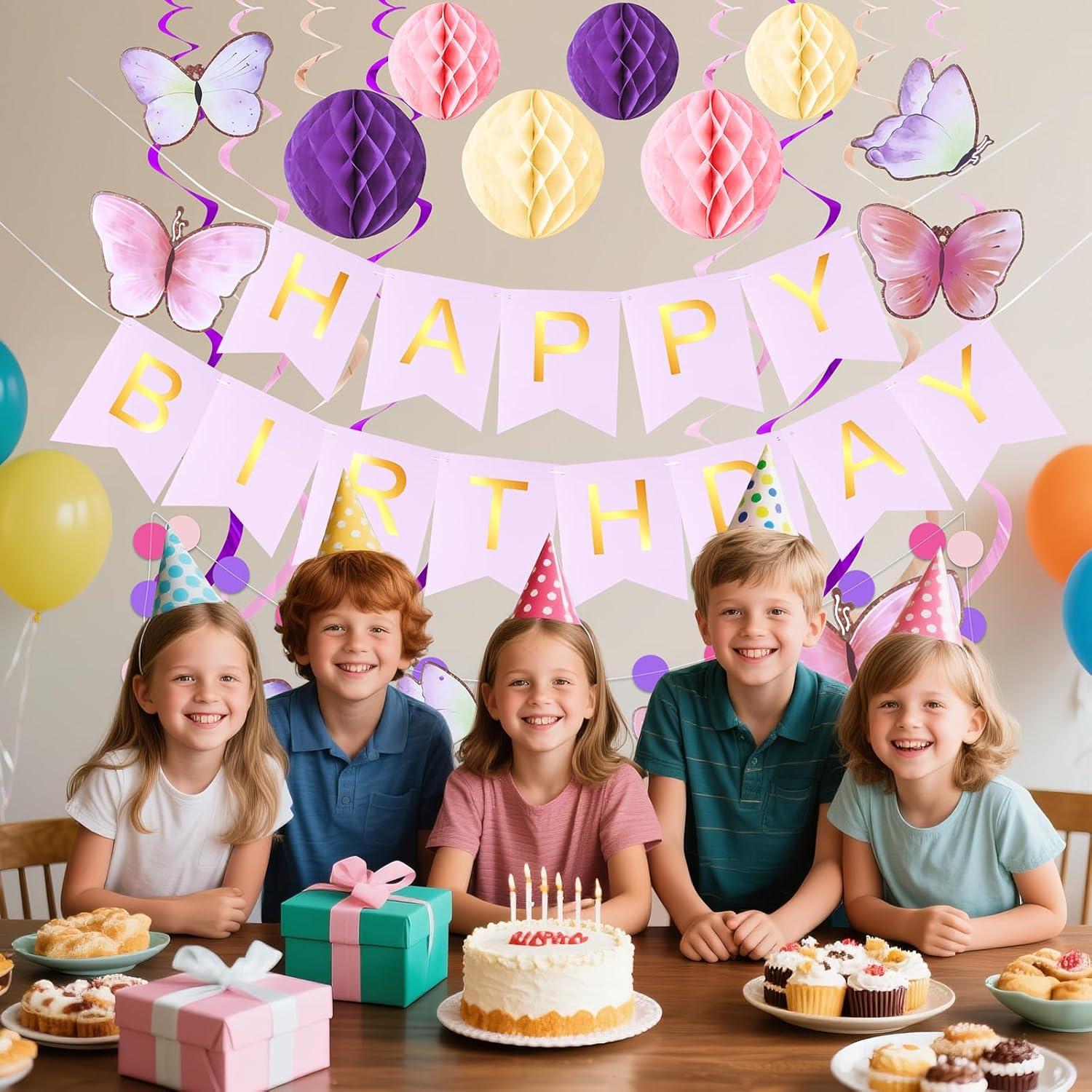 Decoraciones de Cumpleaños KAWKALSH - Banner y Guirnalda 182x60cm