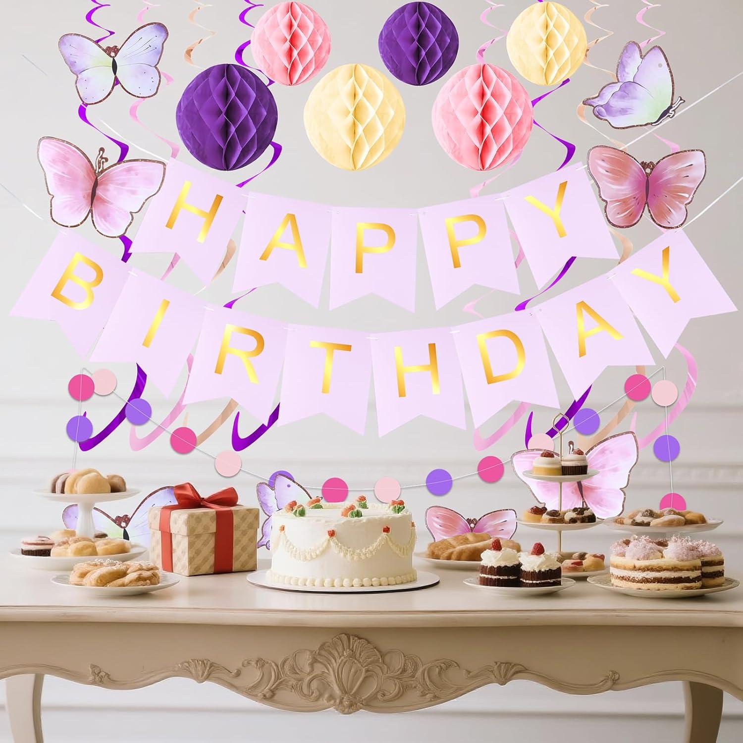 Decoraciones de Cumpleaños KAWKALSH - Banner y Guirnalda 182x60cm