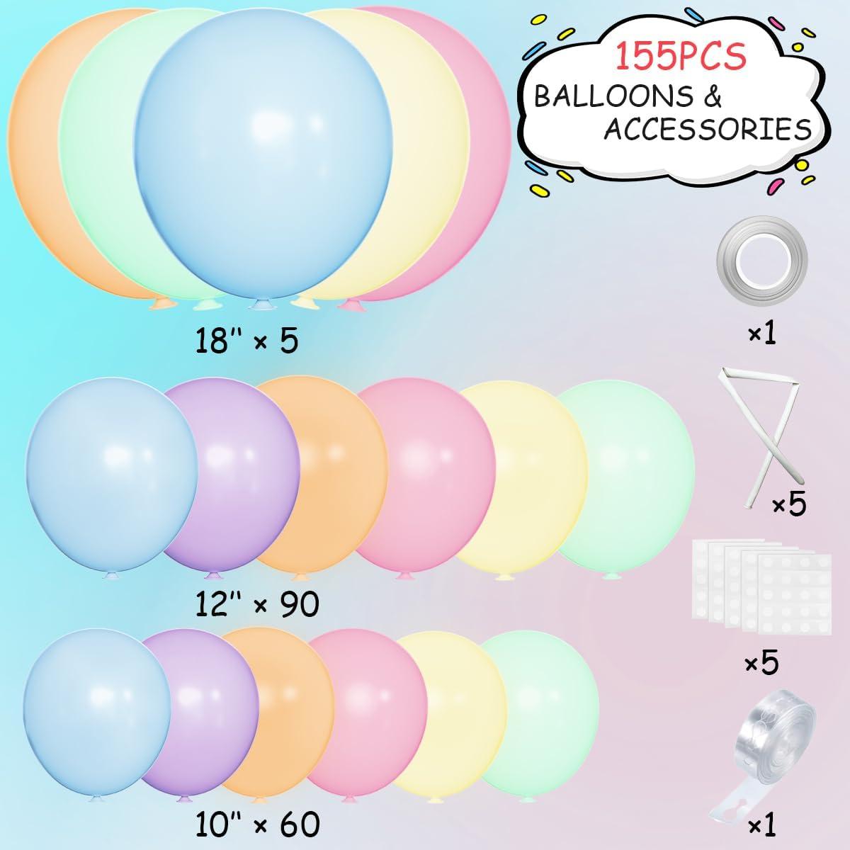 Kit de Arco de Globos Arcoíris Pastel Mebay 155Pcs Decoración Fiesta