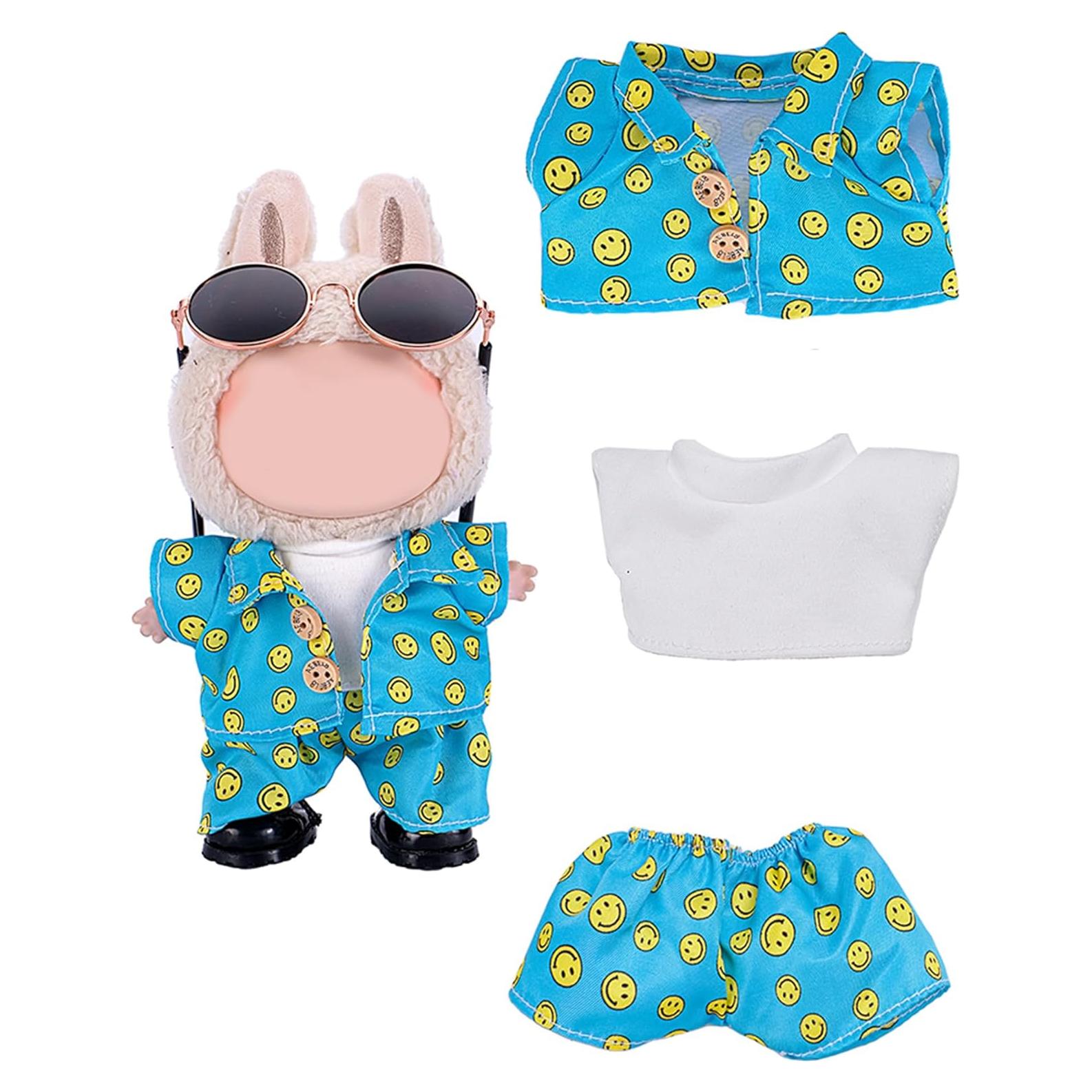 Conjunto de Ropa de Playa para Muñecas Labubu 15-17cm Azul