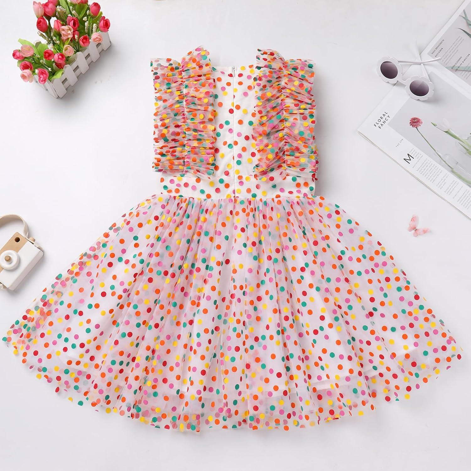 Vestido de Princesa Cumpleaños IMEKIS 7-8 Años Arcoíris