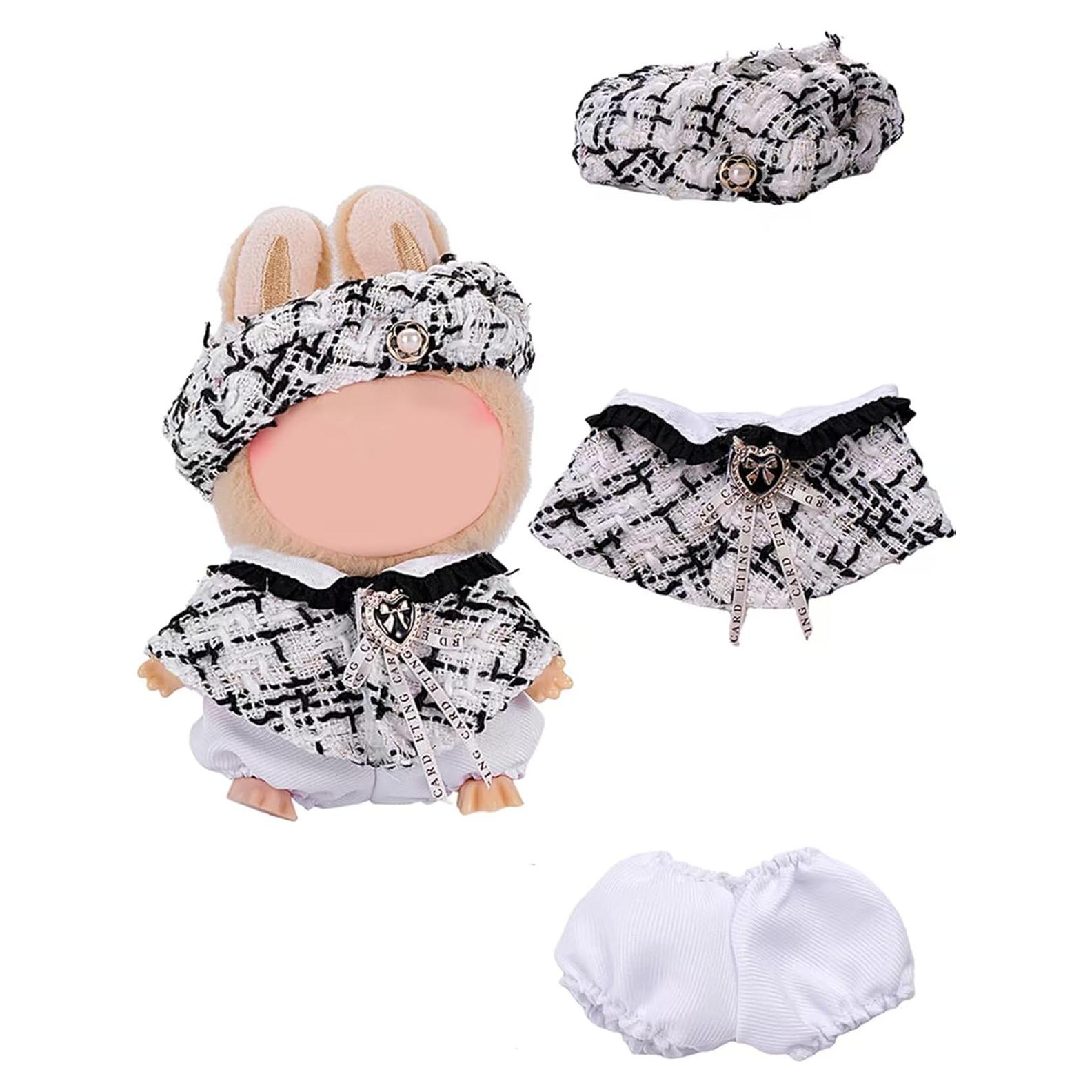 Conjunto de Ropa para Muñecas Labubu 15-17cm 3 Piezas Gris