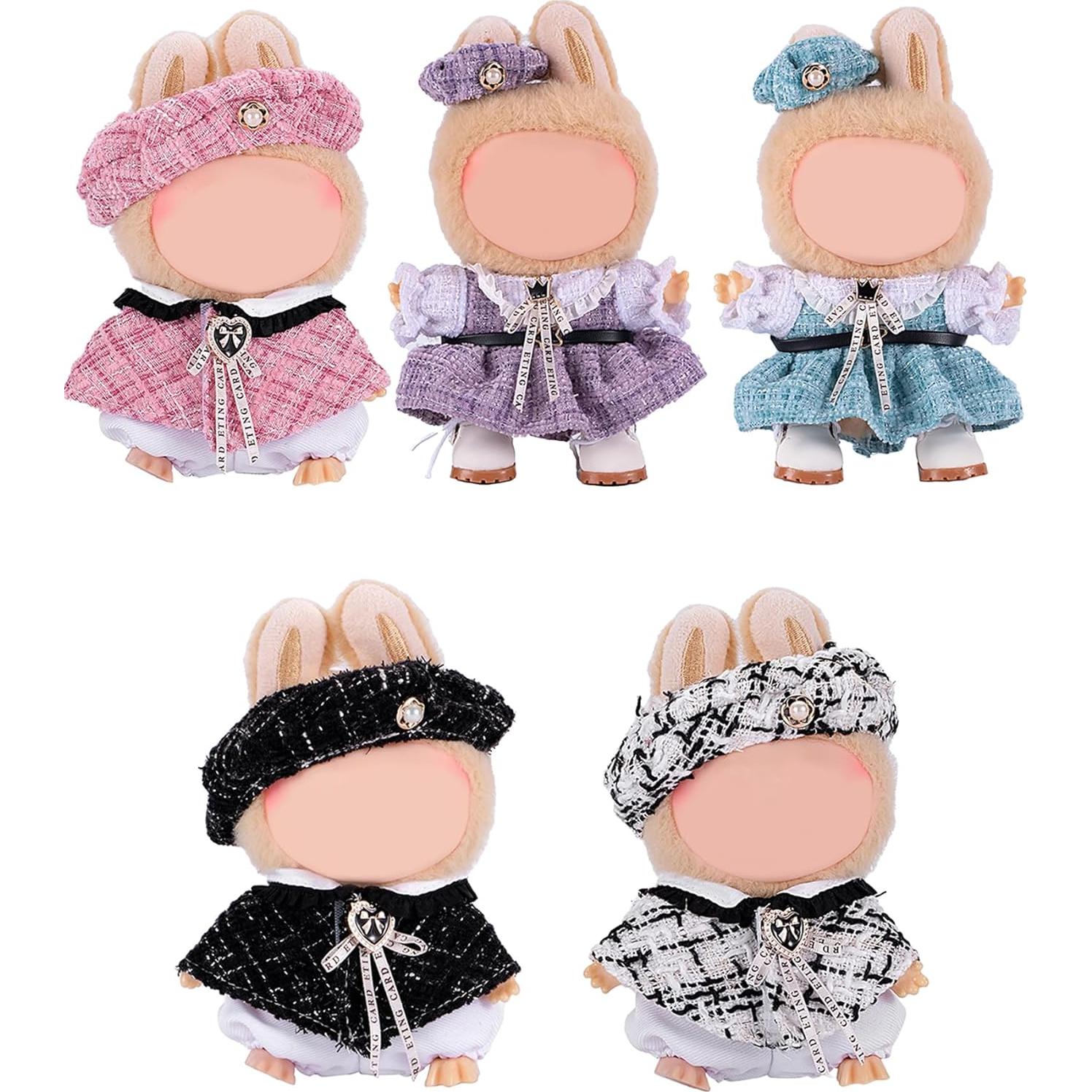 Conjunto de Ropa para Muñecas Labubu 15-17cm 3 Piezas Gris