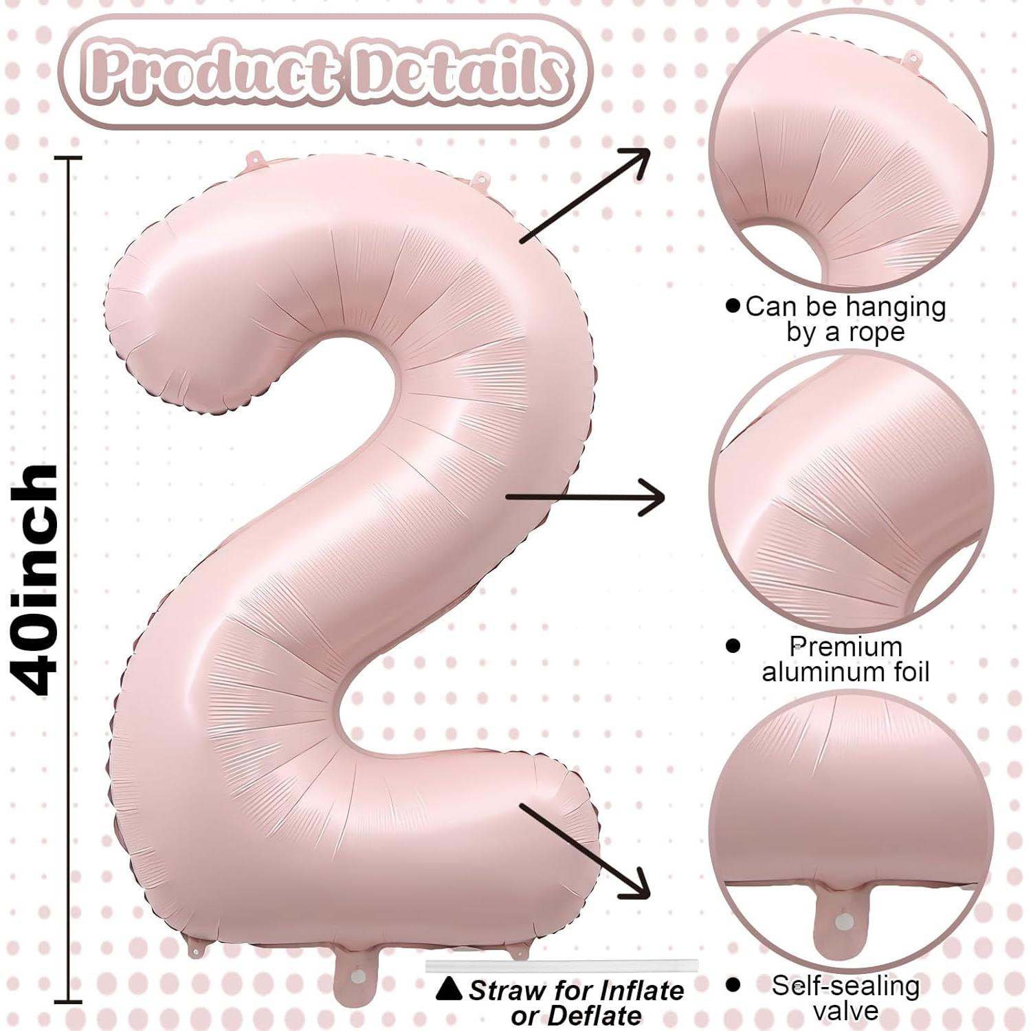 Globo N° 2 Rosa de 101.6 cm - Foil Reutilizable para Fiestas