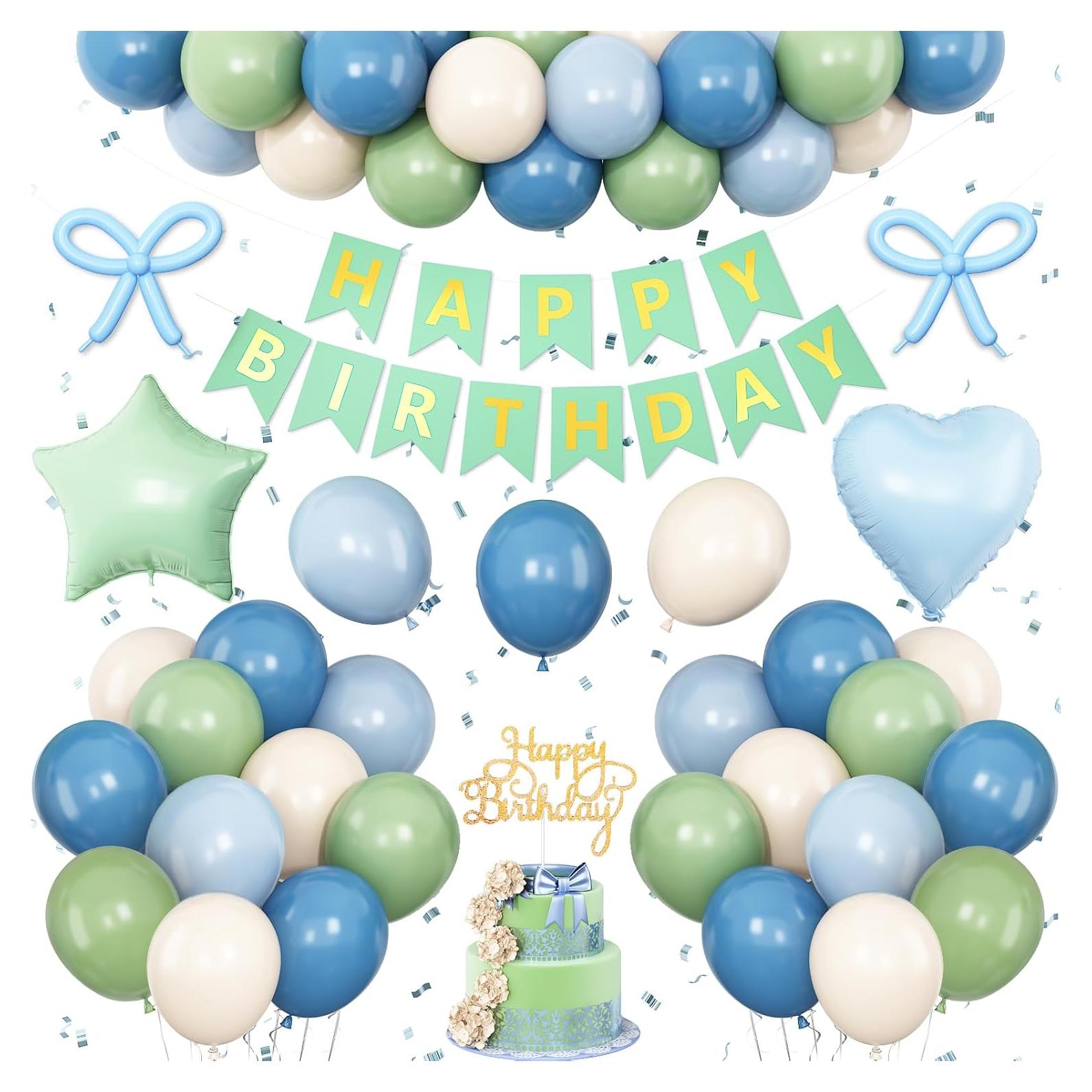 Decoraciones de Cumpleaños Azul y Verde Vibzox - 40 Piezas
