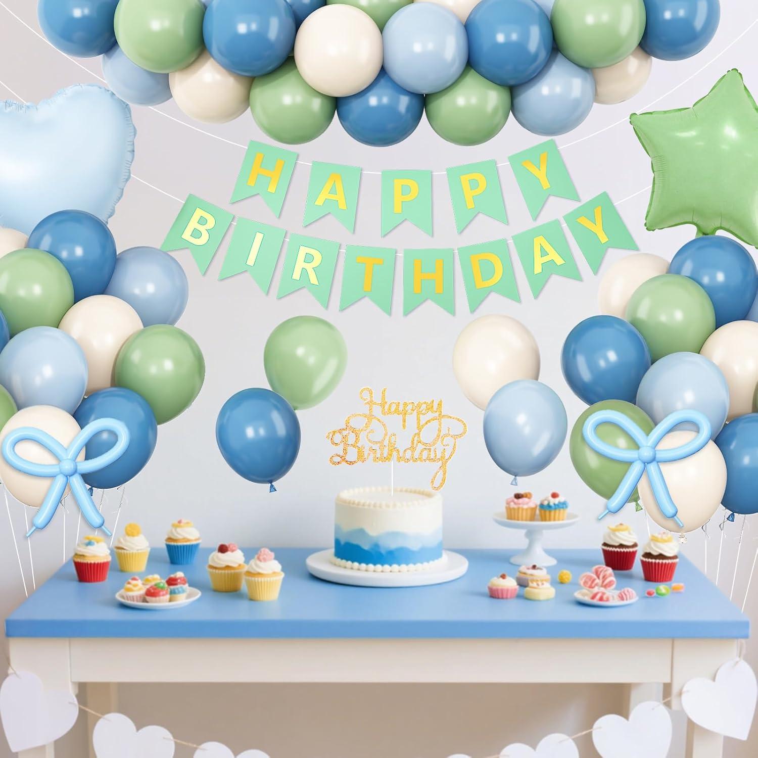 Decoraciones de Cumpleaños Azul y Verde Vibzox - 40 Piezas