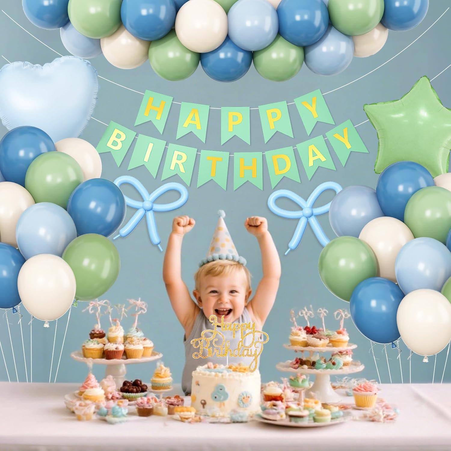 Decoraciones de Cumpleaños Azul y Verde Vibzox - 40 Piezas