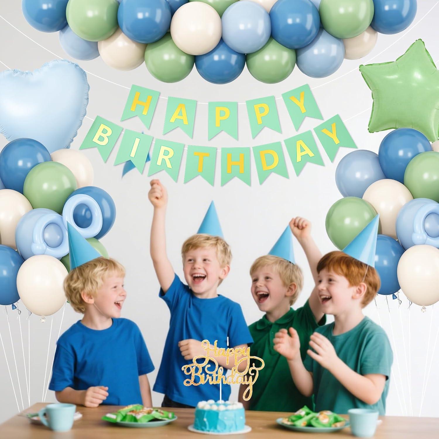 Decoraciones de Cumpleaños Azul y Verde Vibzox - 40 Piezas