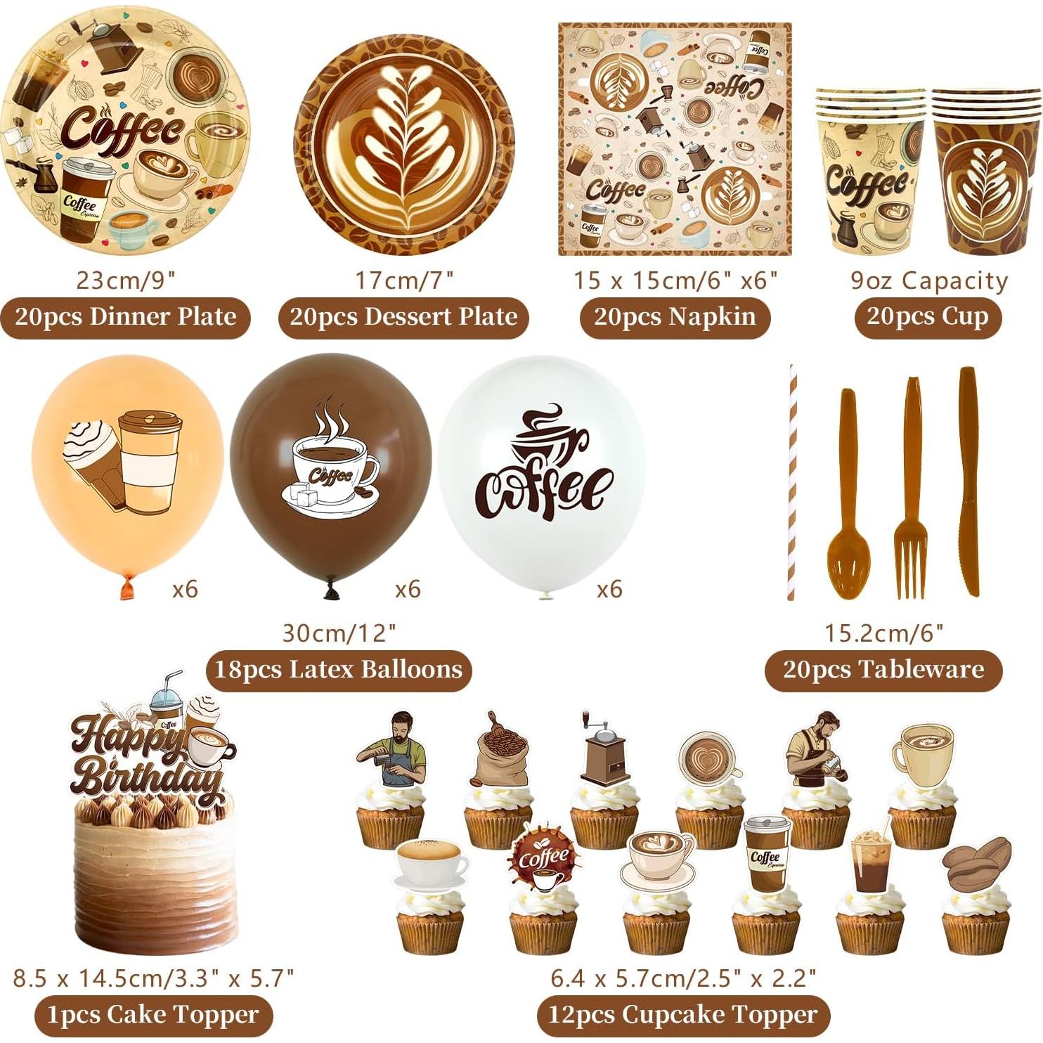 Decoraciones de Cumpleaños de Café LSJDEER - Fiesta para 20