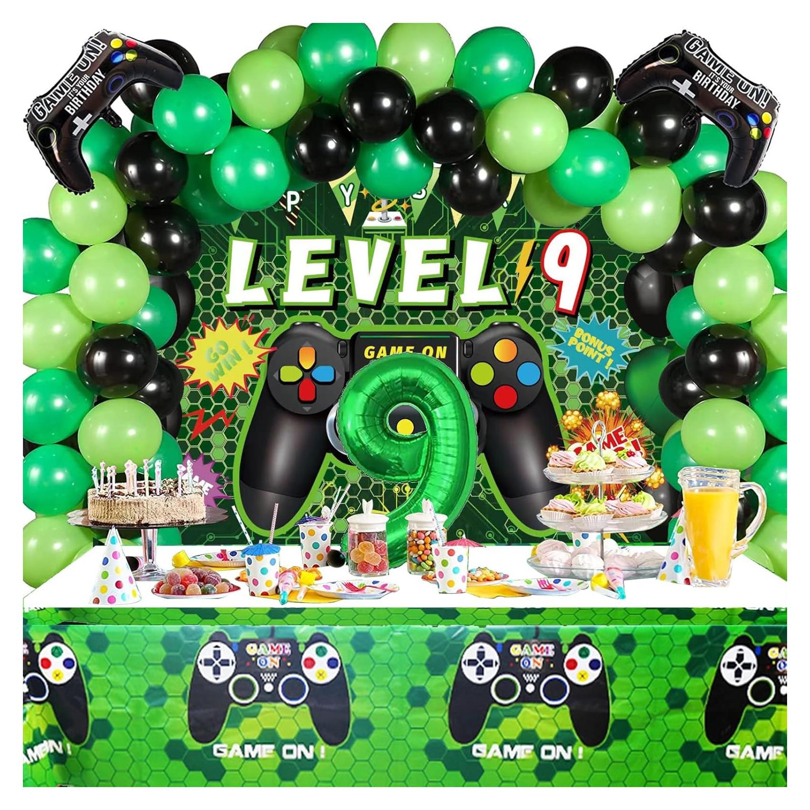 Decoraciones de Cumpleaños Videojuego 9 Años Vlipoeasn - 90 Piezas