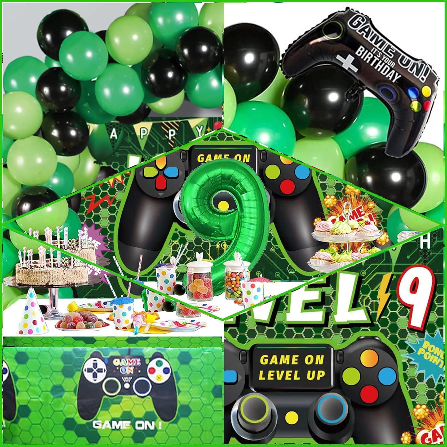 Decoraciones de Cumpleaños Videojuego 9 Años Vlipoeasn - 90 Piezas