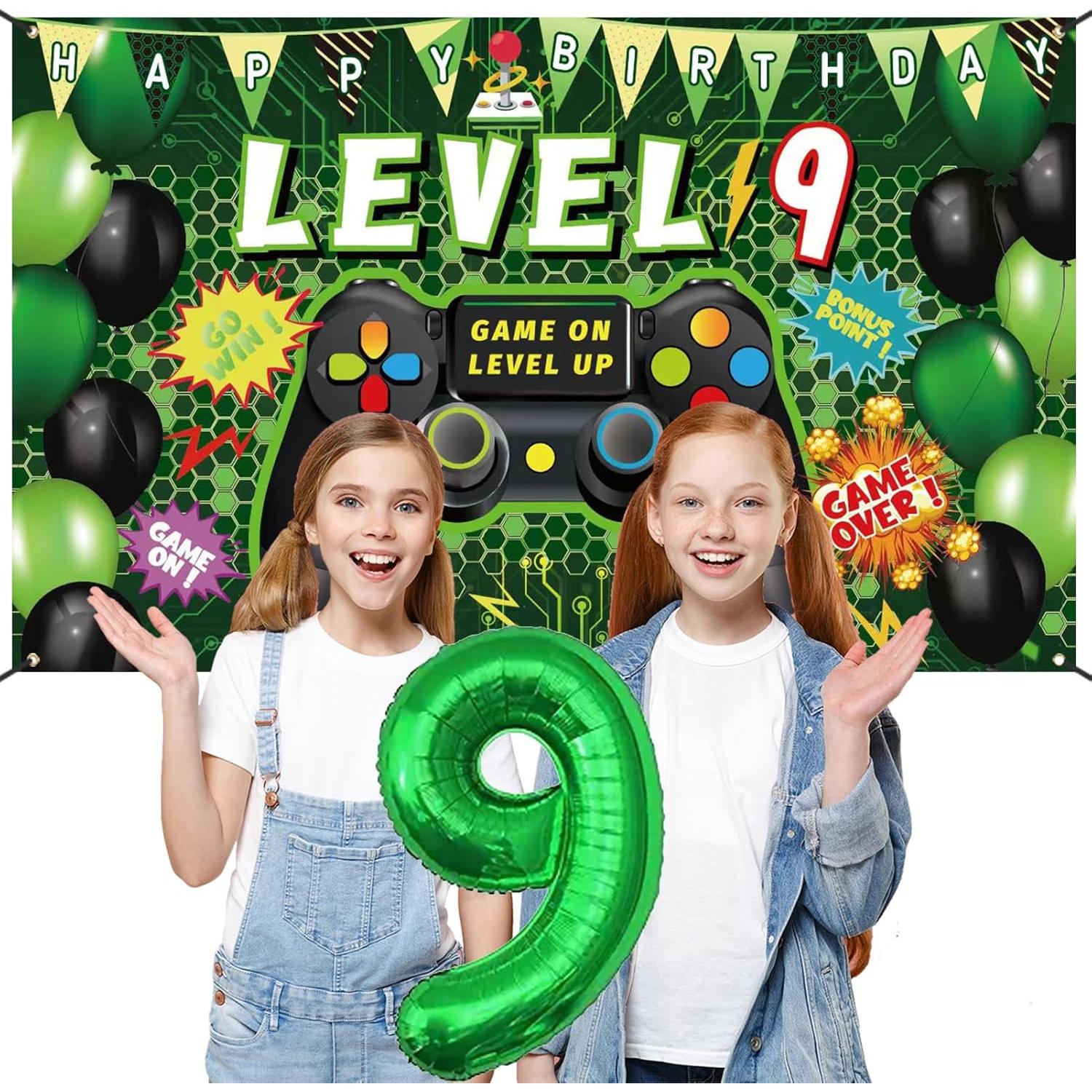 Decoraciones de Cumpleaños Videojuego 9 Años Vlipoeasn - 90 Piezas