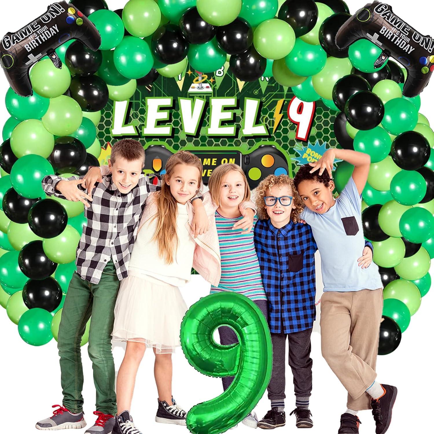 Decoraciones de Cumpleaños Videojuego 9 Años Vlipoeasn - 90 Piezas