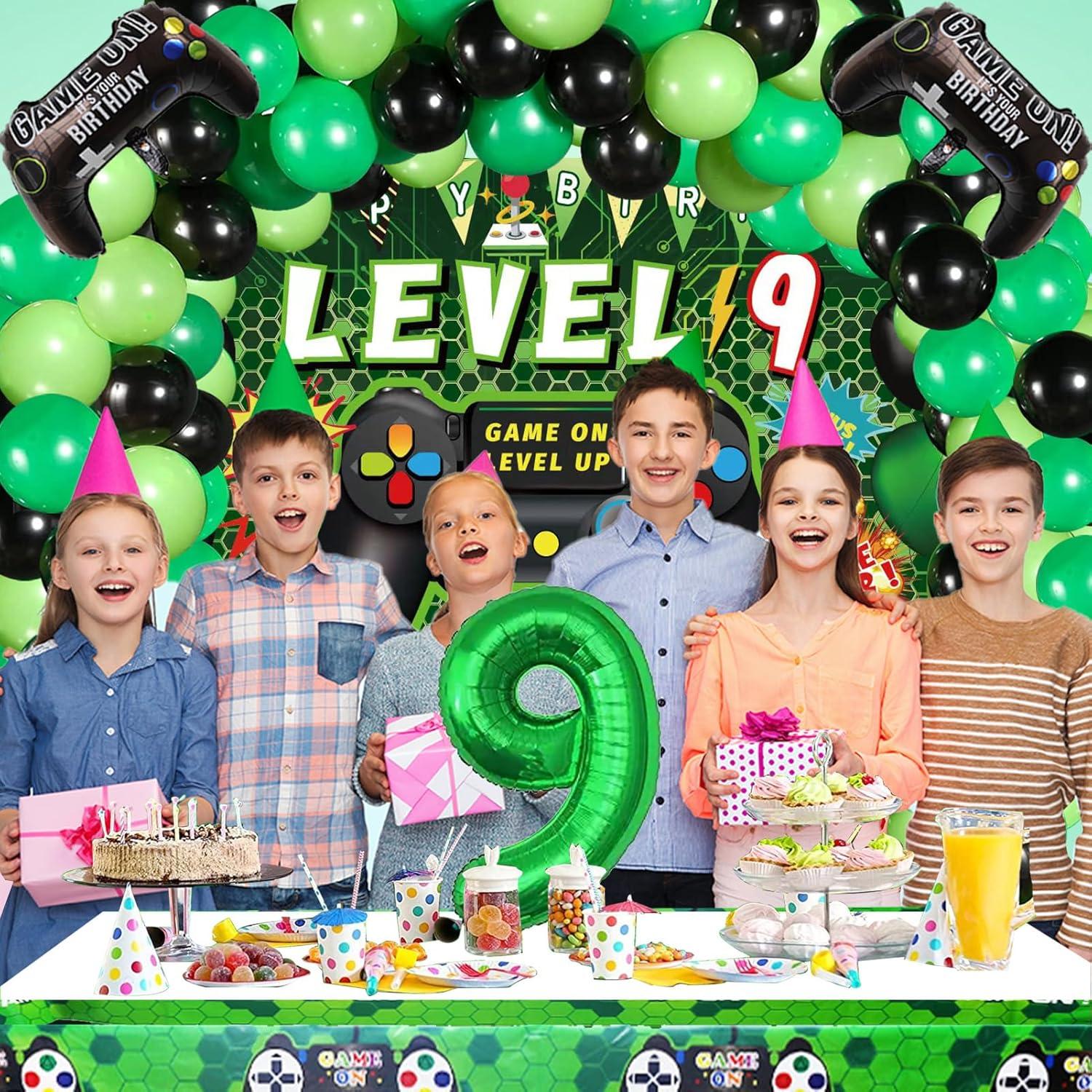 Decoraciones de Cumpleaños Videojuego 9 Años Vlipoeasn - 90 Piezas