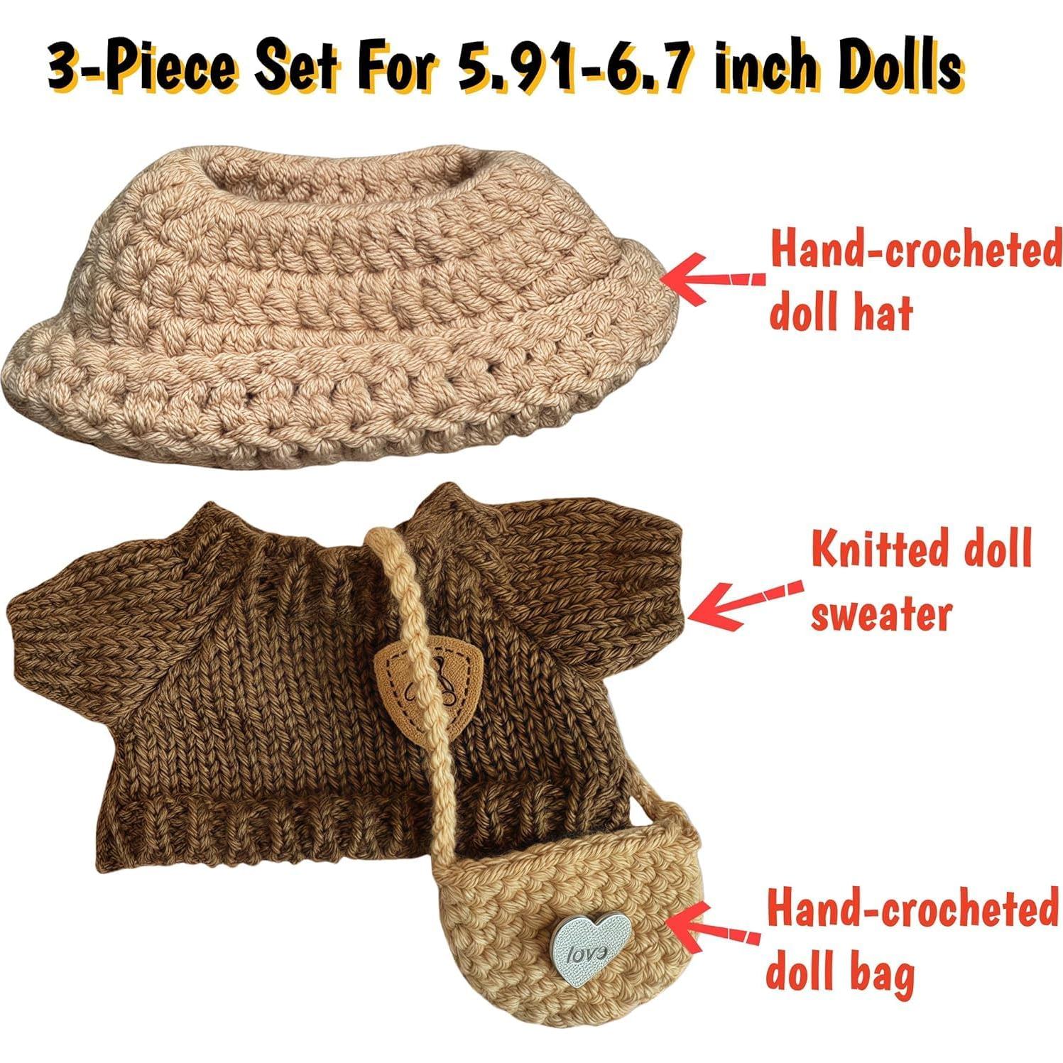 Conjunto de Ganchillo Hecho a Mano para Muñeca Labubu 15-17cm