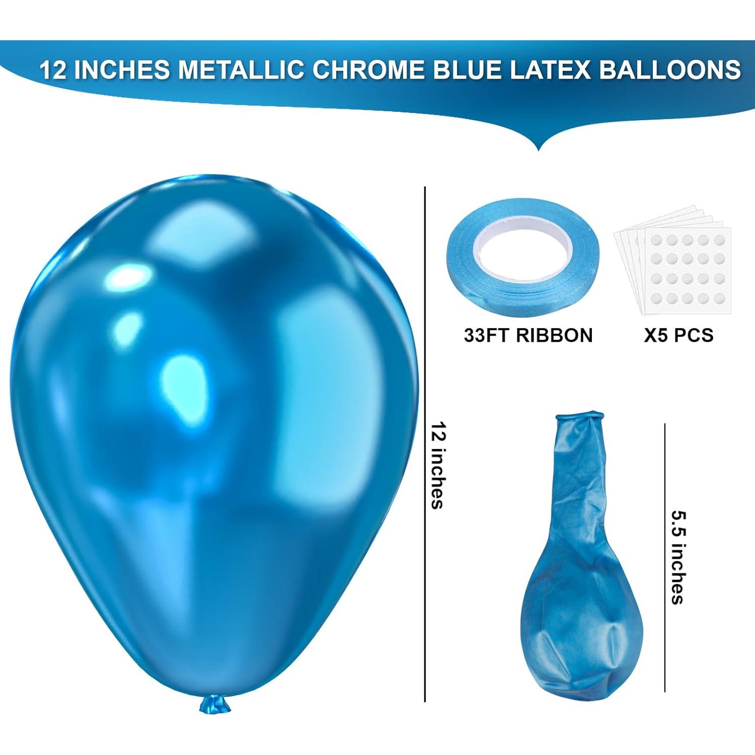 Globos de látex azul cromo metálico 30.48cm 100pcs para fiesta