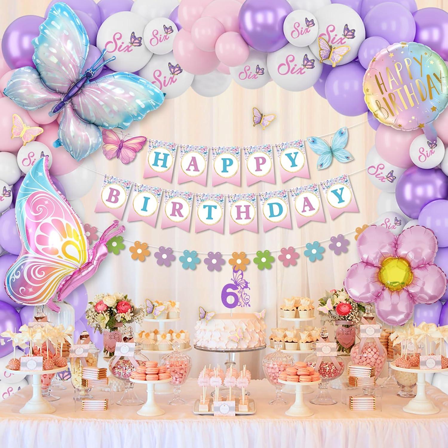 Decoraciones de Cumpleaños para Niñas 6 Años KISPATTI Mariposa