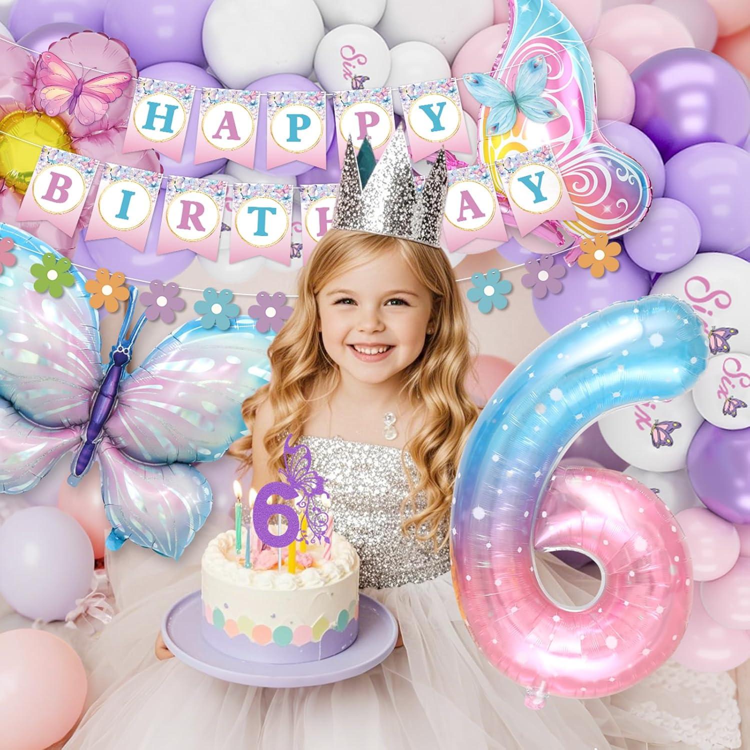 Decoraciones de Cumpleaños para Niñas 6 Años KISPATTI Mariposa