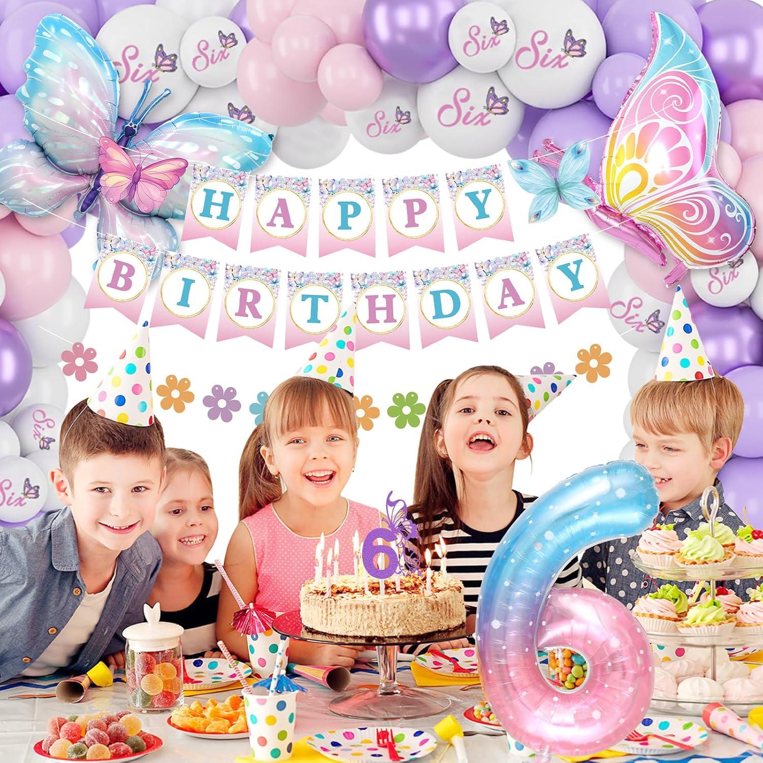 Decoraciones de Cumpleaños para Niñas 6 Años KISPATTI Mariposa