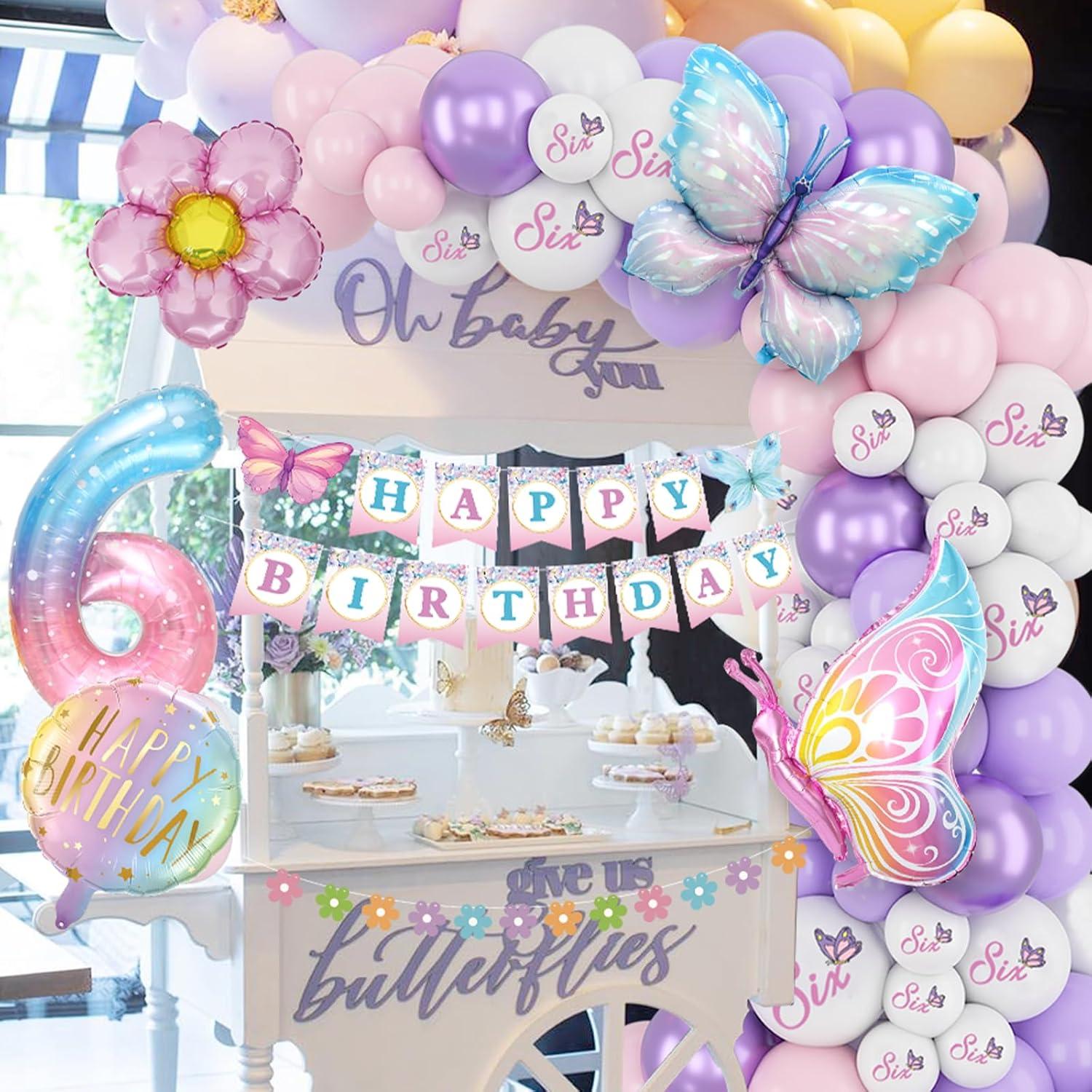 Decoraciones de Cumpleaños para Niñas 6 Años KISPATTI Mariposa