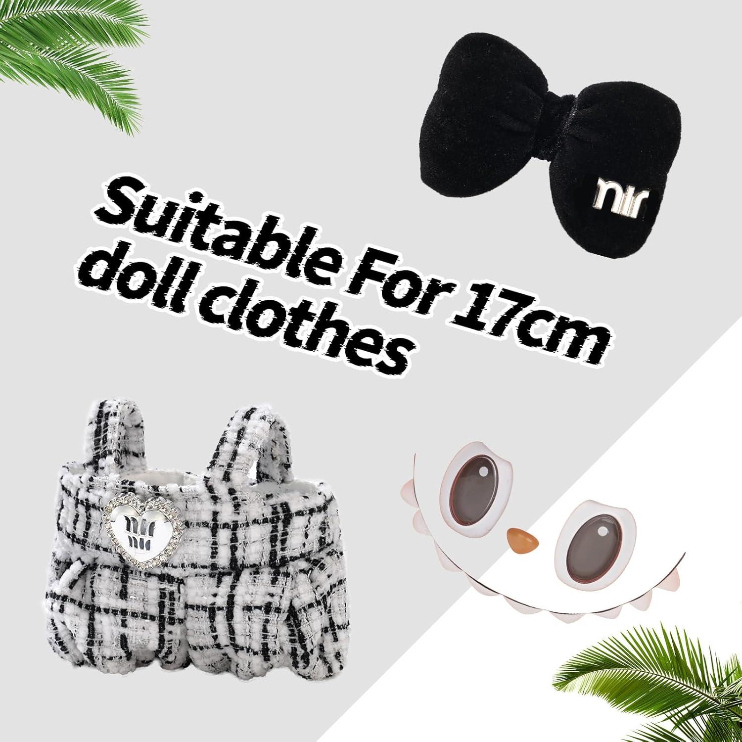 Conjunto de Ropa para Muñeca Labubu Dama Negro y Blanco