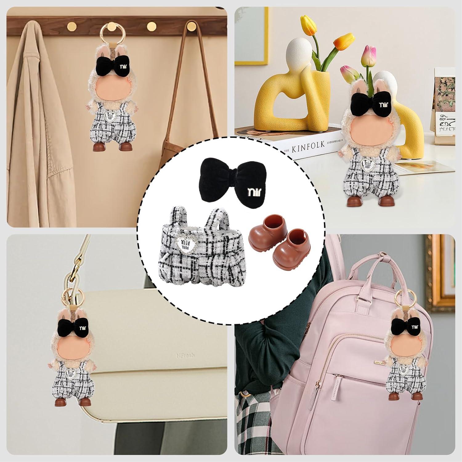 Conjunto de Ropa para Muñeca Labubu Dama Negro y Blanco