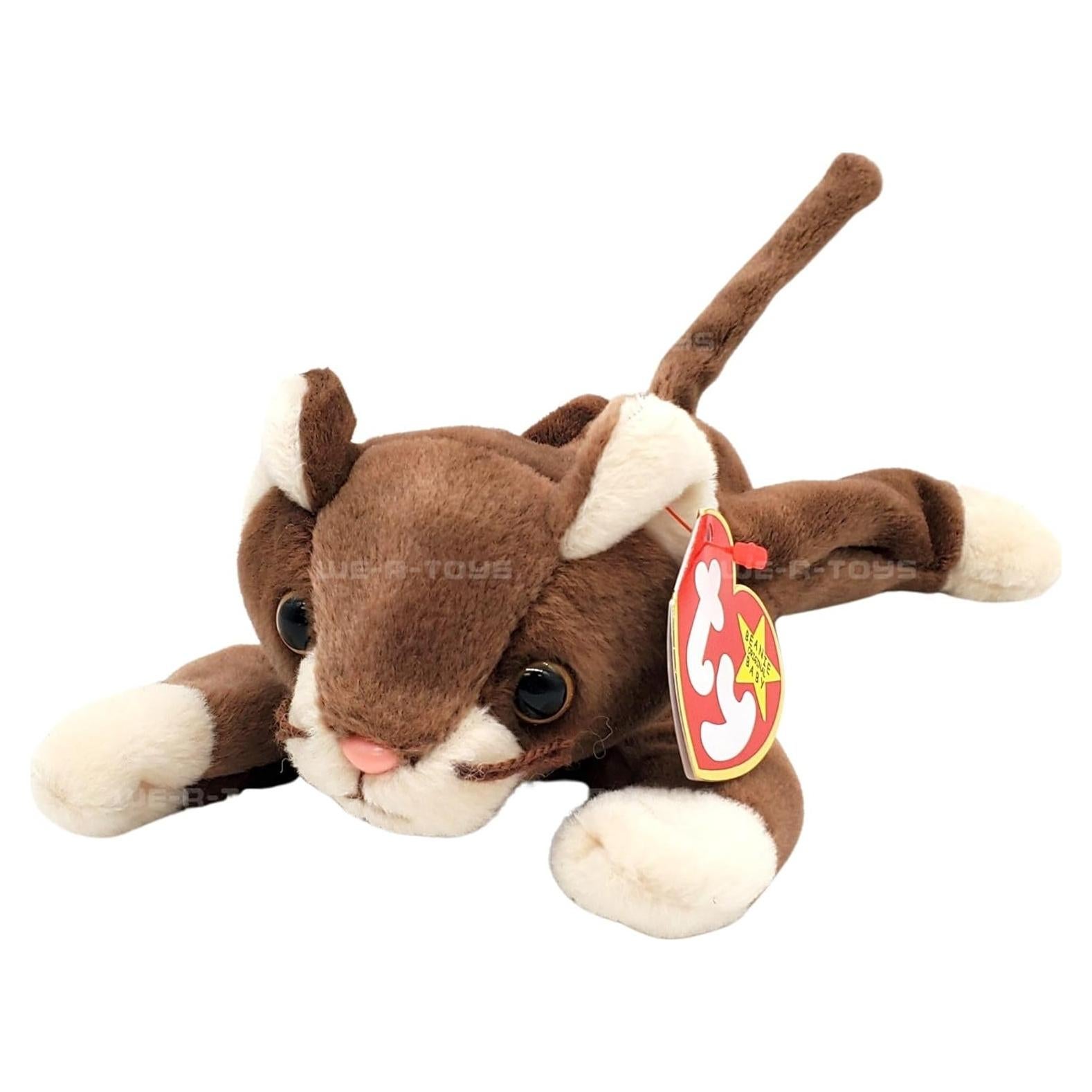 Ty POUNCE Gato Beanie Baby Marrón Tie-Dye 20 cm 1997