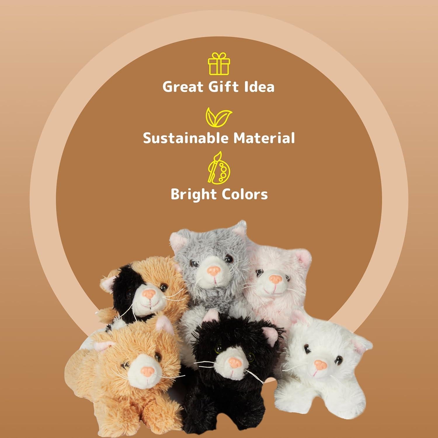 Conjunto de 6 Gatitos de Peluche Realistas Prextex - 15.24 cm