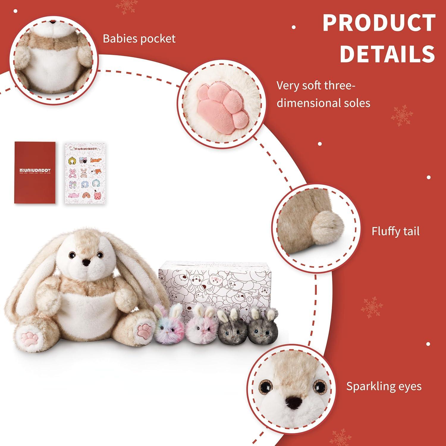 Conjunto de Peluches Conejo Mamá Niuniu Daddy 5 Piezas