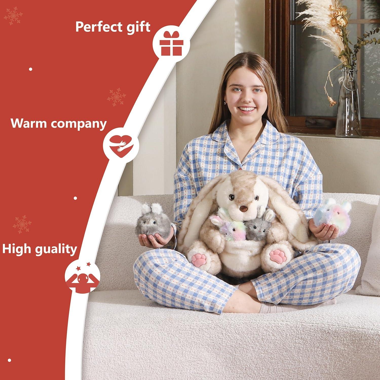 Conjunto de Peluches Conejo Mamá Niuniu Daddy 5 Piezas