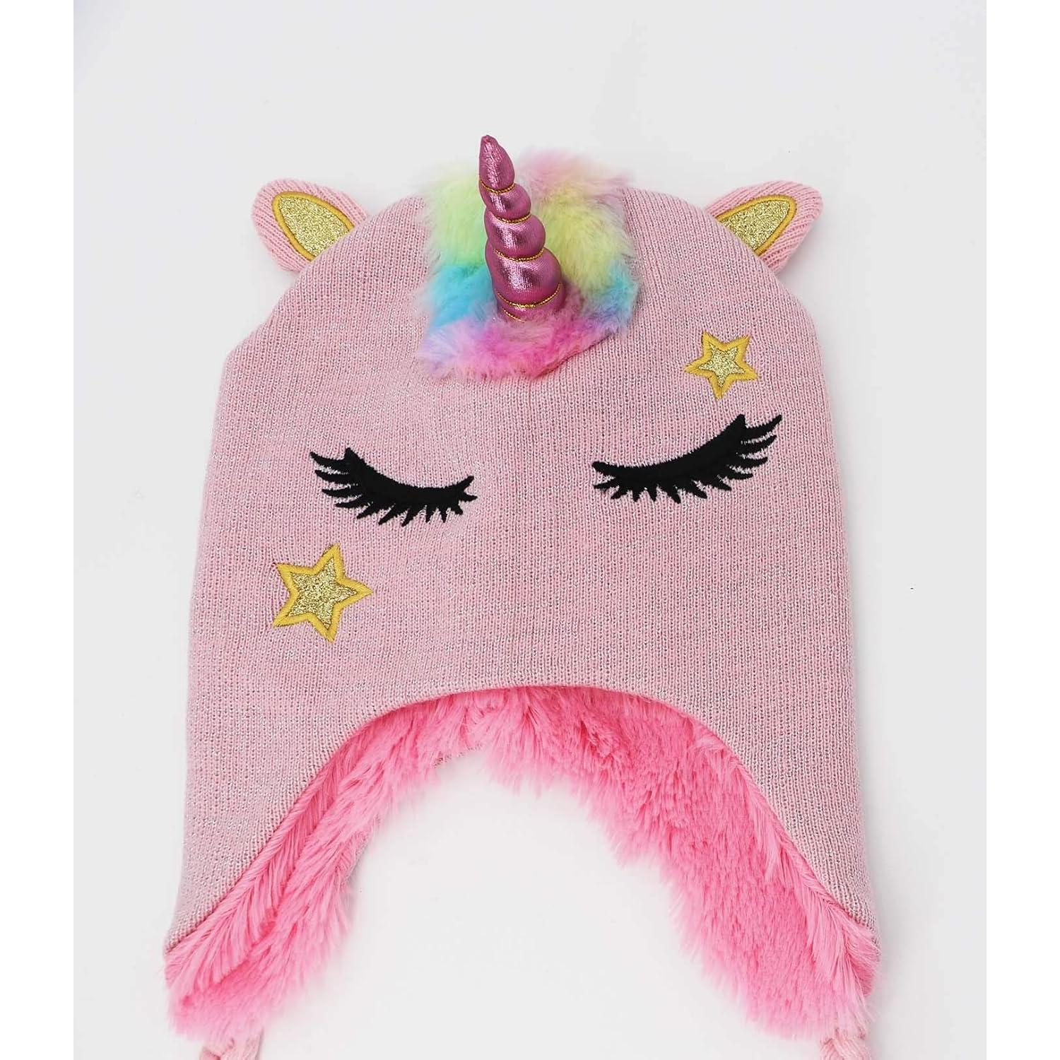 Gorro de Invierno para Niñas Unicornio Brillante Talla Única