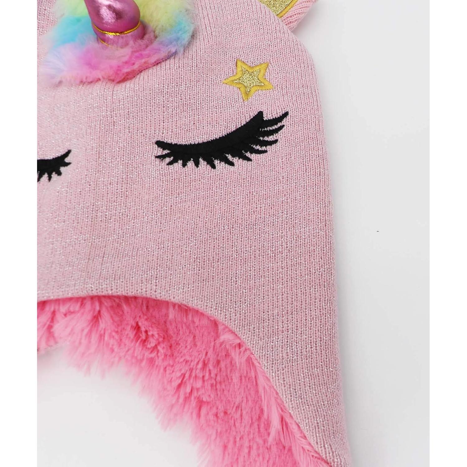 Gorro de Invierno para Niñas Unicornio Brillante Talla Única