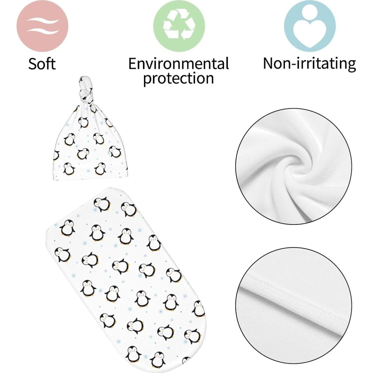 Manta de Envuelo para Bebés Recien Nacidos Pingüino 52.8x29cm