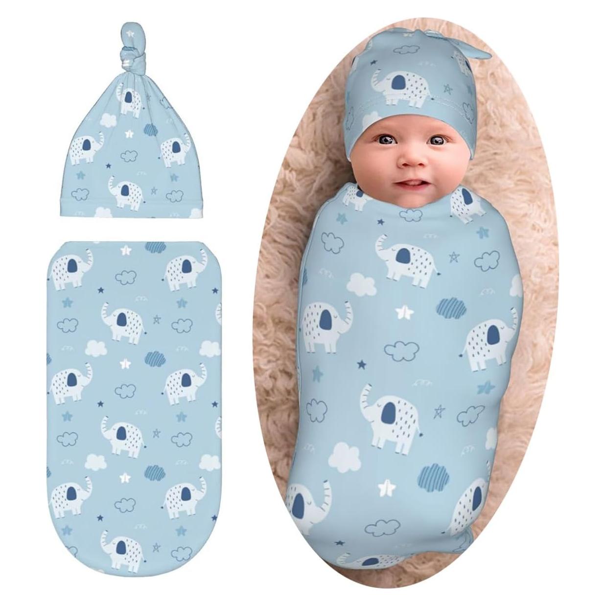 Manta de Envoltura para Bebé Sozzjile Elefante 90x90 cm