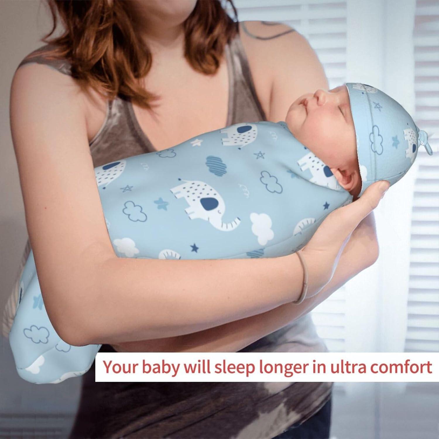 Manta de Envoltura para Bebé Sozzjile Elefante 90x90 cm