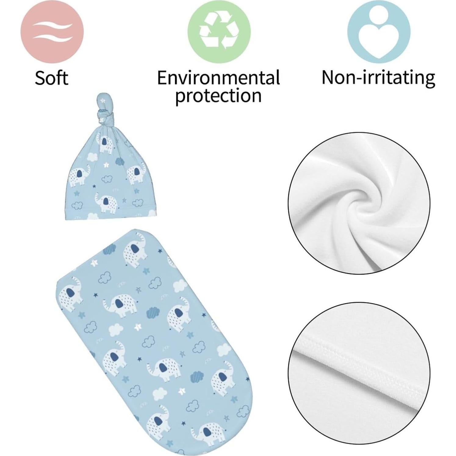 Manta de Envoltura para Bebé Sozzjile Elefante 90x90 cm