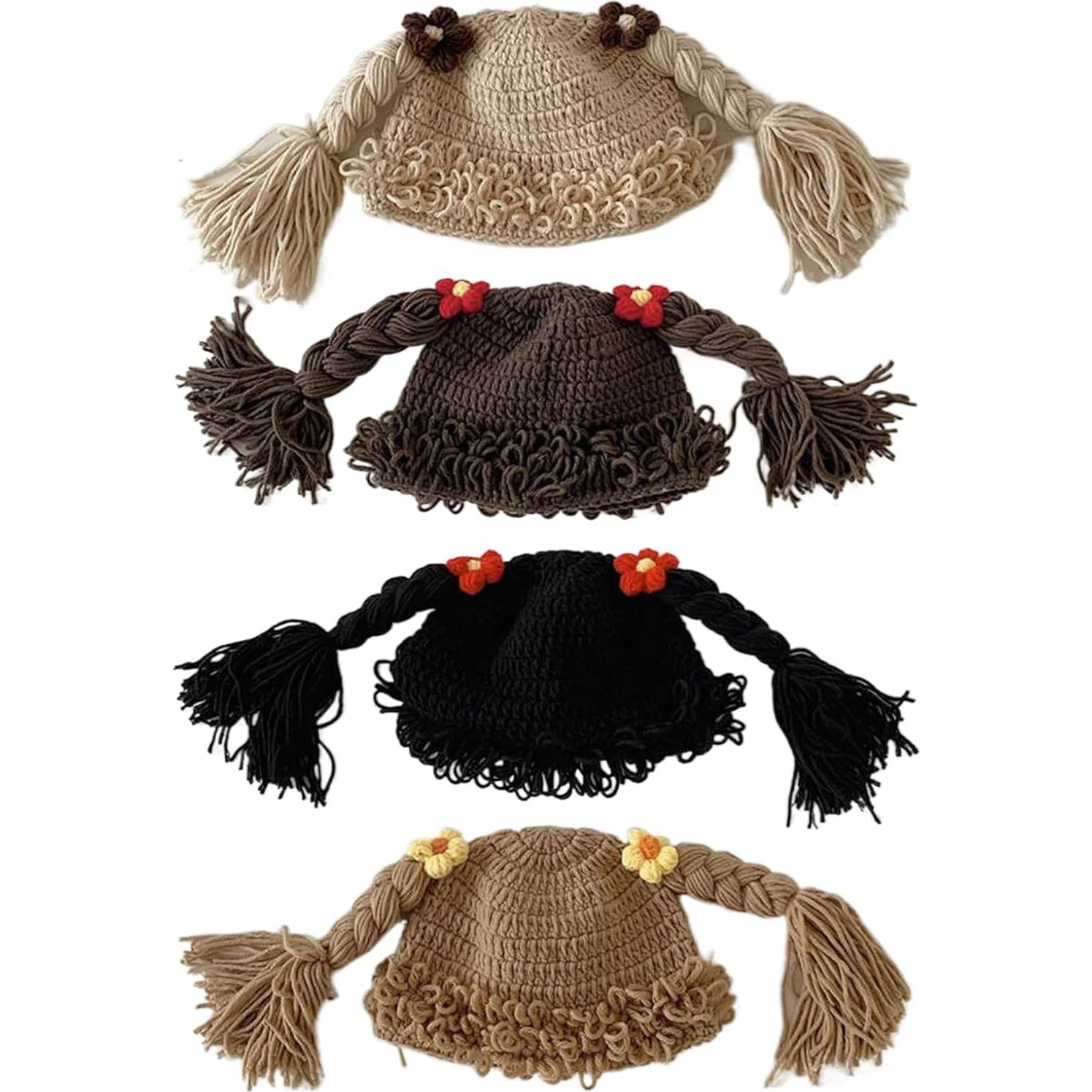 Gorro de trenzas tejido KANGQL para niña 6-48 meses