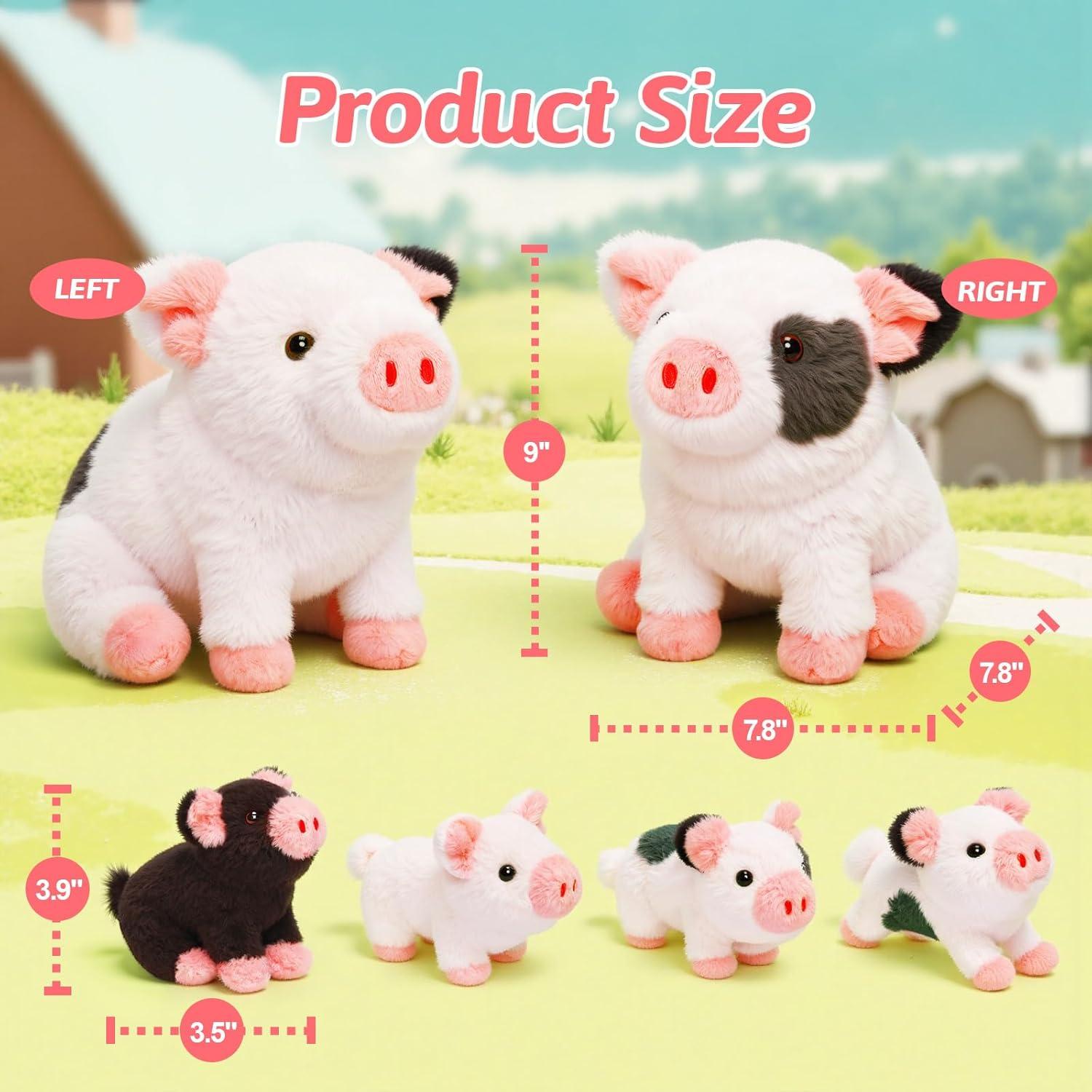 OUOZZZ Cerdo de Peluche con 4 Bebés Ocultos 38 cm