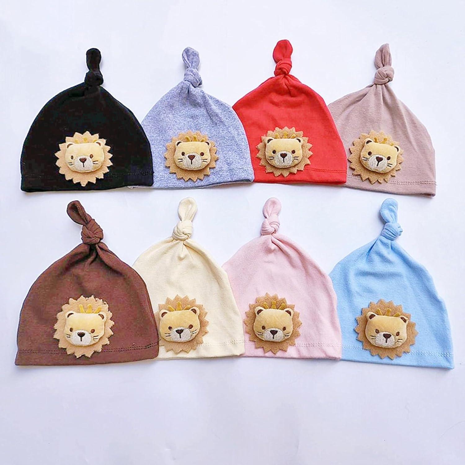 Gorro de Bebé BIBABLYKE con Diseño de León 0-12 Meses Algodón