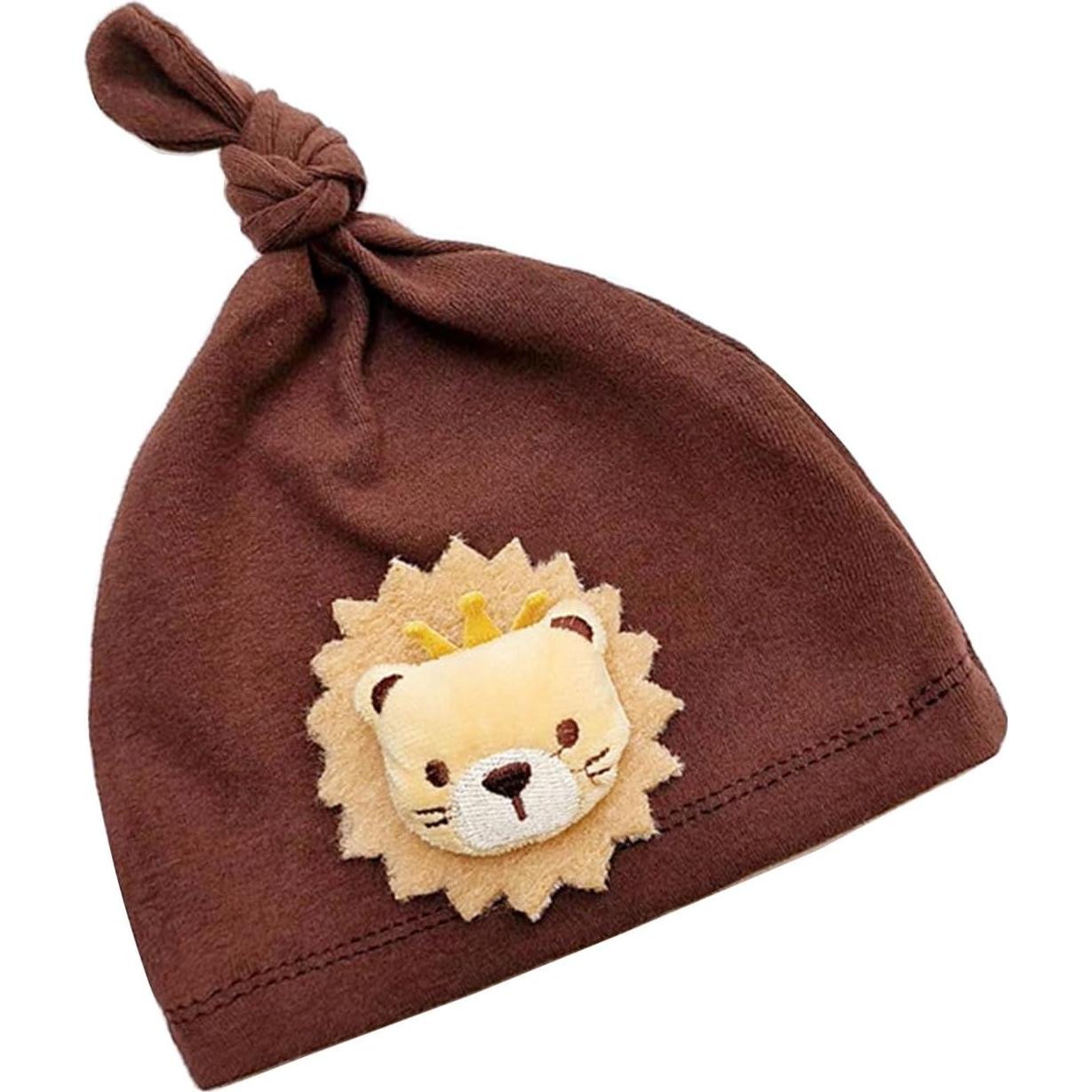 Gorro de Bebé BIBABLYKE con Diseño de León 0-12 Meses Algodón