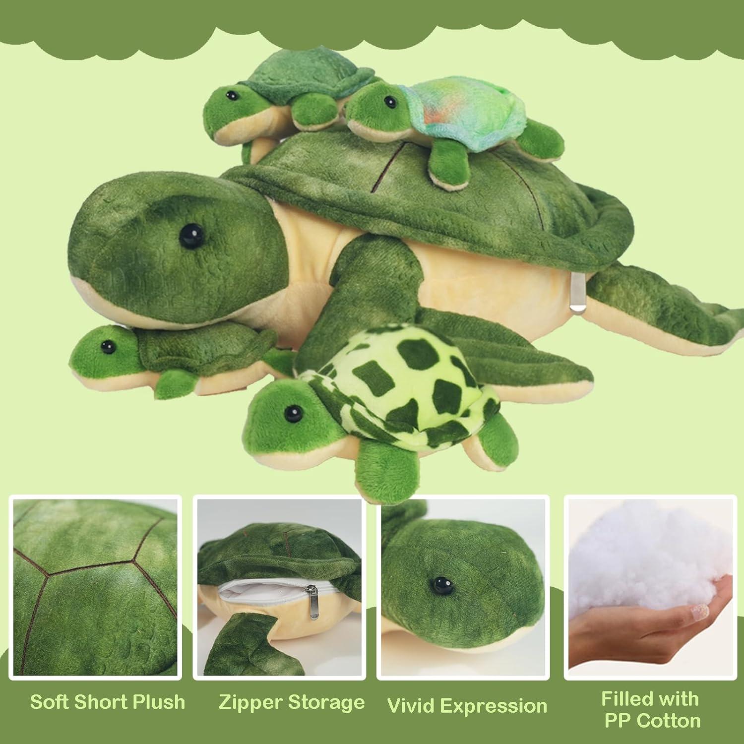Tortuga de Peluche Mamá con 4 Bebés - XYHQYB