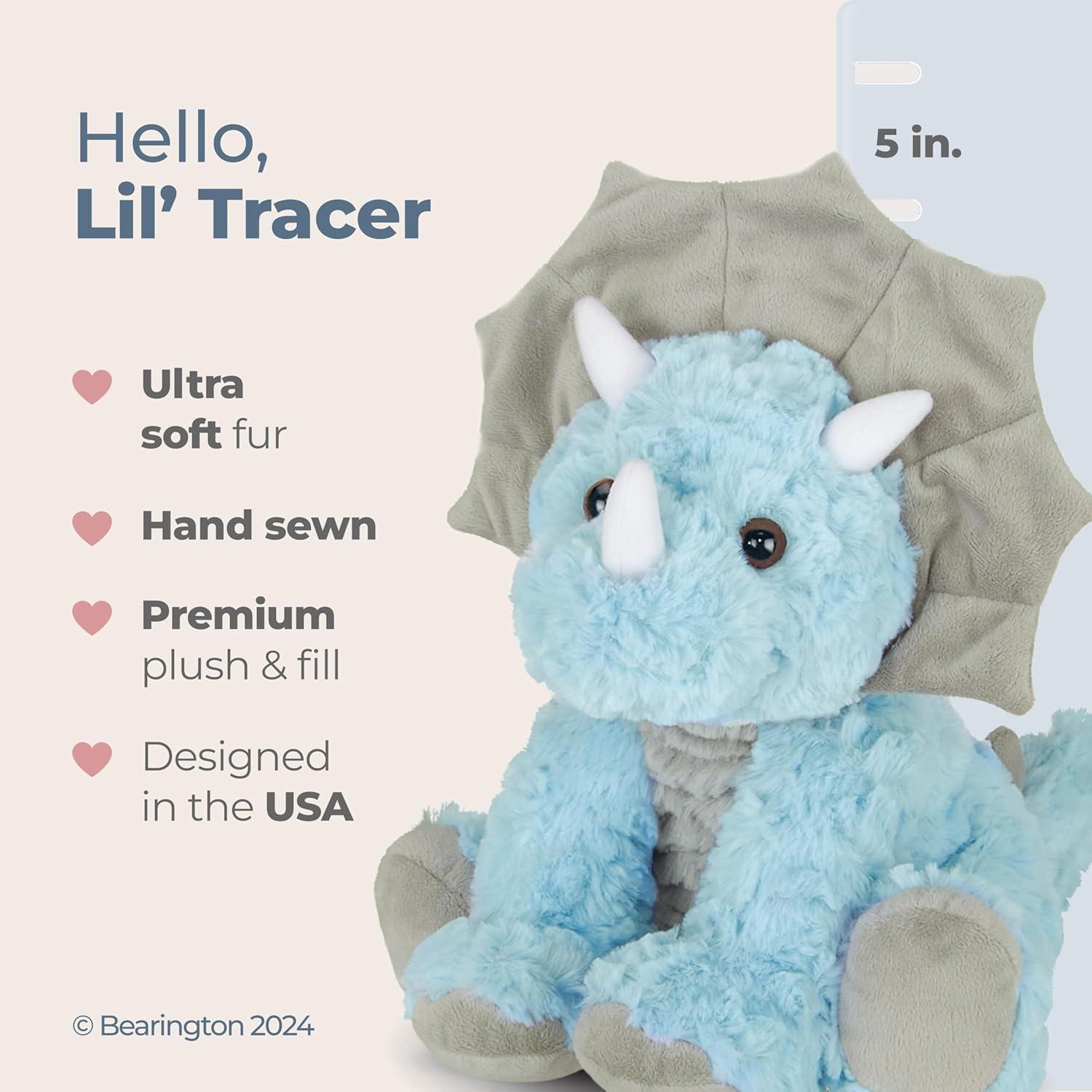 Peluche Dinosaurio Bearington Lil' Tracer 12.7 cm con Sonajero