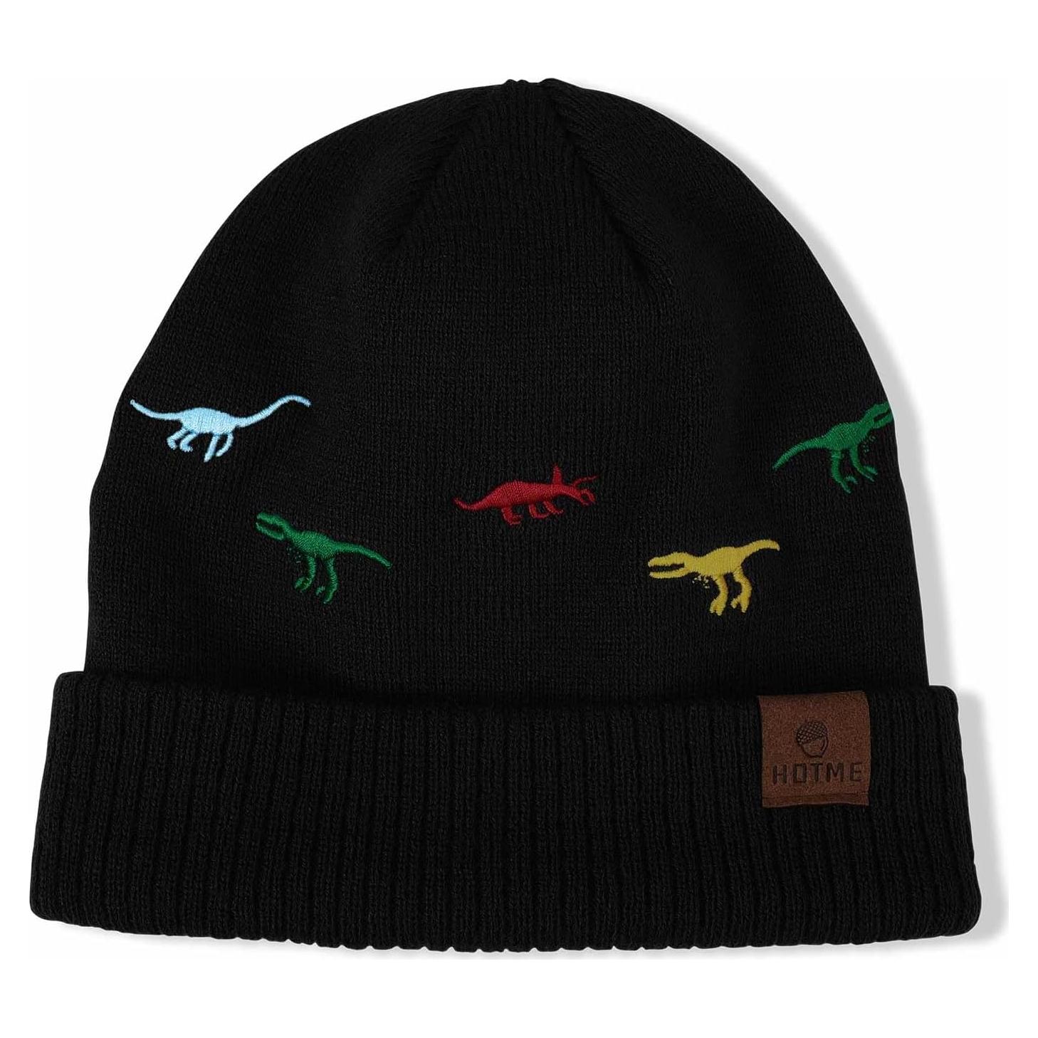 Gorro Beanie Térmico Bordado de Dinosaurio para Bebé 6-24 Meses